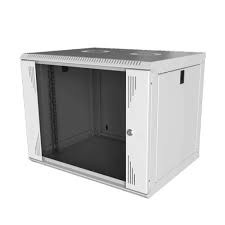 Шкаф настенный 9U 600х600мм дверь стекло черный