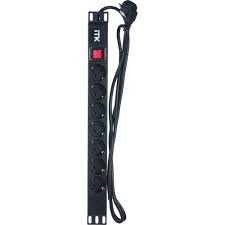 PDU 7 роз. нем.ст. с выкл 1U каб.2м вилка нем.ст ПВХ чер